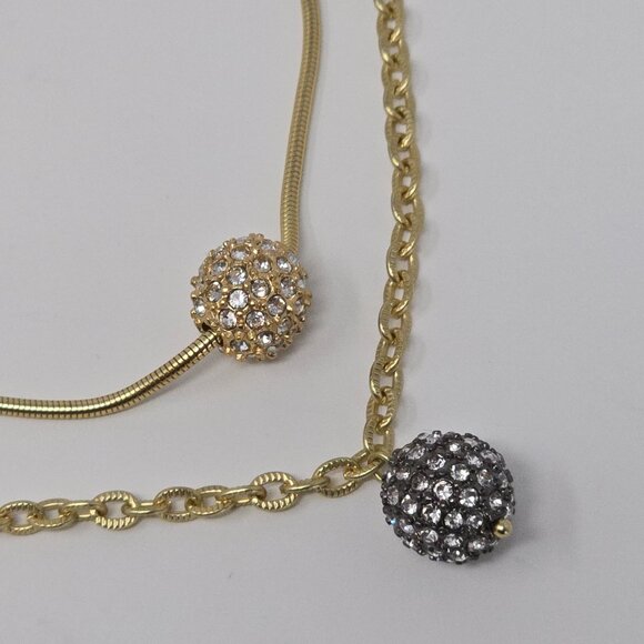 Chico’s Gold Tone Convertible 3 Strand Crystal Ball Layered Statement Necklace - Picture 11 of 15